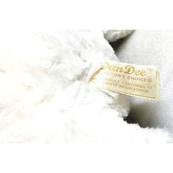 Dan Dee 15" Plush Dog 2010 – White Fur, Red Ears & Nose, Fall Bowtie – Collector - Picture 8 of 11